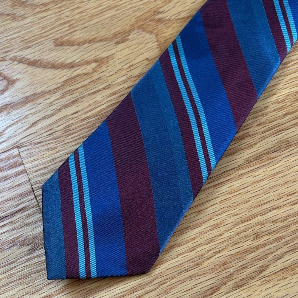 Original Penguin Burgundy and Blue Striped Tie